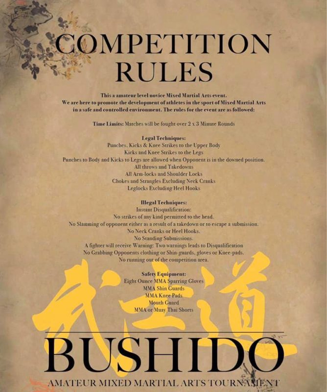 bushido rules at acsa melbourne